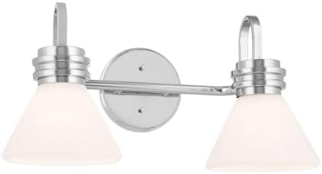 KICHLER Farum 19.25" 2-Light Vanity Light with Opal Glass in Chrome, for Vanity, Jack & Jill Layout, Over a Mirror, (19.25" W x 9.5" H), 55154CH