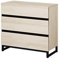 Wampat Modern TV Stand for 40 inch TVs, Entertainment Center Console with 3 Drawers, Metal Base, Living Room, Bedroom, Light Oak