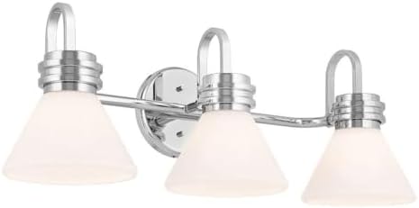 KICHLER Farum 26" 3-Light Vanity Light with Opal Glass in Chrome, for Single or Double Vanity, Over a Mirror, Powder Room, Bathroom, (26" W x 9.5" H), 55155CH