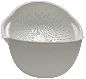 Mintra Home Mixing Bowl with Colander/Strainer 2 Piece (Large 4.5L, White)