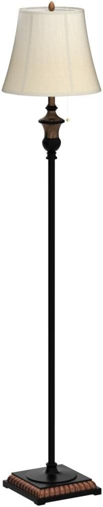 TOBUSA Traditional Floor Lamp, Classic Standing Lamp with Bronze Fabric Shade, Vintage Elegant Tall Pole Lamp for Living Room Bedroom Office Reading, Rustic Upright Floor Lights, Pull Chain Switch