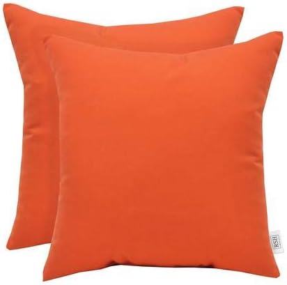 RSH DECOR: Sunbrella Square Throw Pillows Set of 2 | 24" x 24" | Water and Fade-Resistant Performance Fabric | Outdoor Pillow Covers with Down-Alternative Inserts | Canvas Melon