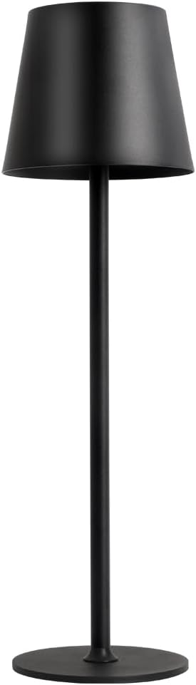 Cordless Table Lamp, Rechargeable Black, 5000mAH Battery Operated Lamp, 3 Color Stepless Dimming Outdoor LED Wireless Lamp for Bedroom/Restaurant/Desk/Cafe/Dining Room