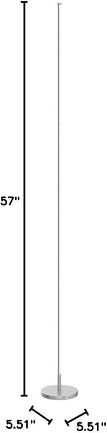 TACAHE Minimalist Corner Floor Lamp - 2700K-6500K Dimmable LED Night Light - Modern Standing Mood Lamp with Remote Control for Living Room, Bedroom - 57" 12W - Silver - 1Pack