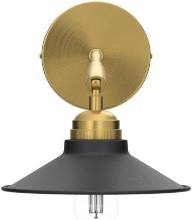 Yosoan Set of 2 Indoor Bedside Wall Sconce with On Off Switch, Hardwired Vanity Vintage Industrial Wall Mount Light, 340 Degree Angle with 7.1" Matte Black Shade for Reading Bedroom (Black-Antique)