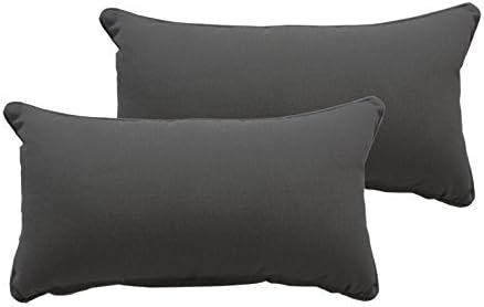 SewKer] Indoor/Outdoor Rectangle Toss Pillow/Lumbar Throw Pillows, Corded, Set of 2 Simple Modern Grey 3616
