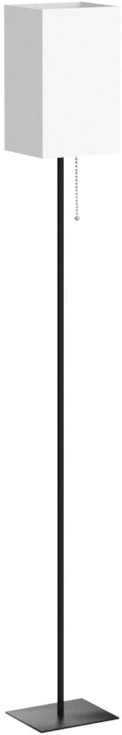 Floor Lamp for Living Room, Modern Standing Lamp Tall Lamp with Linen Shade, Simple Design Stand Up Lamp for Bedroom, Office, Kids Room, Reading, Working,Black (LED Bulb Included)