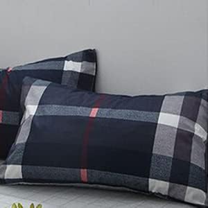 CLOTHKNOW Navy Blue Plaid Full Size Comforter Sets Tartan Bedding Comforter Sets All Season Blue Red Grey Grid Comforter with 2 x Pillow Cases