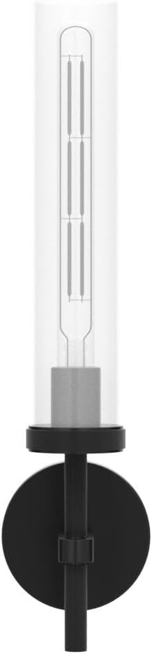 Modern Black Wall Sconces Bathroom Vanity Light Fixtures, Glass Tube Wall Sconces Set of Two, sconces wall lighting indoors, Wall Lights for Mirror, Living Room, Bedroom, Hallway (including bulb)