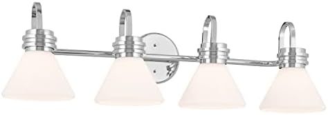KICHLER Farum 34" 4-Light Vanity Light with Opal Glass in Chrome for Single or Double Vanity, Over a Mirror, Powder Room, Bathroom, (34" W x 9.5" H), 55156CH