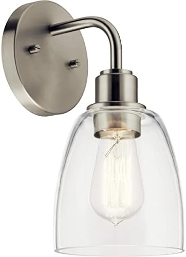 Kichler, Meller 11.25 Inch 1 Light Wall Sconce with Clear Glass in Brushed Nickel, 55100NI