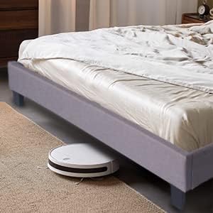 Bed Frame Queen Size, Upholstered Platform with Tufted Headboard Mattress Foundation with Wooden Slats Full for Bedroom School Students Kids Adults Storage Under 500lbs (Grey Fabric, Queen)