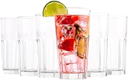 Vikko Drinking Glasses, Set of 6 Juice Glasses 9.5 Oz, Thick and Sturdy Kitchen Glasses, Dishwasher Safe Highball Glass Tumbler, Heavy Duty Cups, Water Glasses