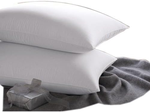 East Coast Bedding Goose Down Sleeping Pillow White 600 Fill Power with 400 Thread Count 100% Cotton for Couch, Side Sleeper, Travel & Bed Pillows - Queen Size Firm - 2 Pack