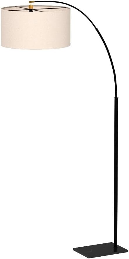 Brightech Logan Arc Floor Lamp, Bright Standing Lamp for Living Rooms, Offices & Bedrooms, Modern Living Room Décor, Tall Hanging Floor Lamp for Reading and More – Black