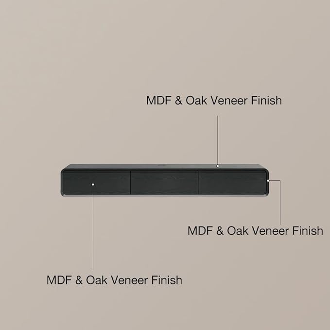 POVISON Fully Assembled Floating TV Stand, 63 inch Modern TV Stand with 3 Flip-Down Cabinet Doors, Black TV Stand, Solid Wood Floating Entertainment Center, Minimalist TV Console