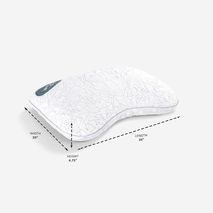 Bedgear Storm Cuddle Curve Performance Pillow - Size 0.0 - Cooling Bed Pillow for Side Sleepers - Medium Firmness- Washable and Removable Cover - 20" W x 26" L