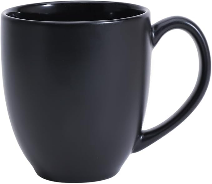 Amazon Basics 12-pack Matte Black Ceramic Coffee Mug, 16 ounces, Microwave-Safe, Stoneware, Commercial-grade