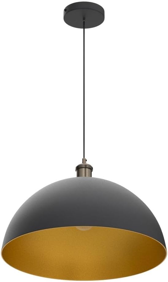 Vintage Pendant Light,Industrial pendant light,chandelier17.72 "Industrial Dome Pendant Light black and gold finish lighting fixture line length 78.74" Kitchen island, bedroom, hallway,farmhouse