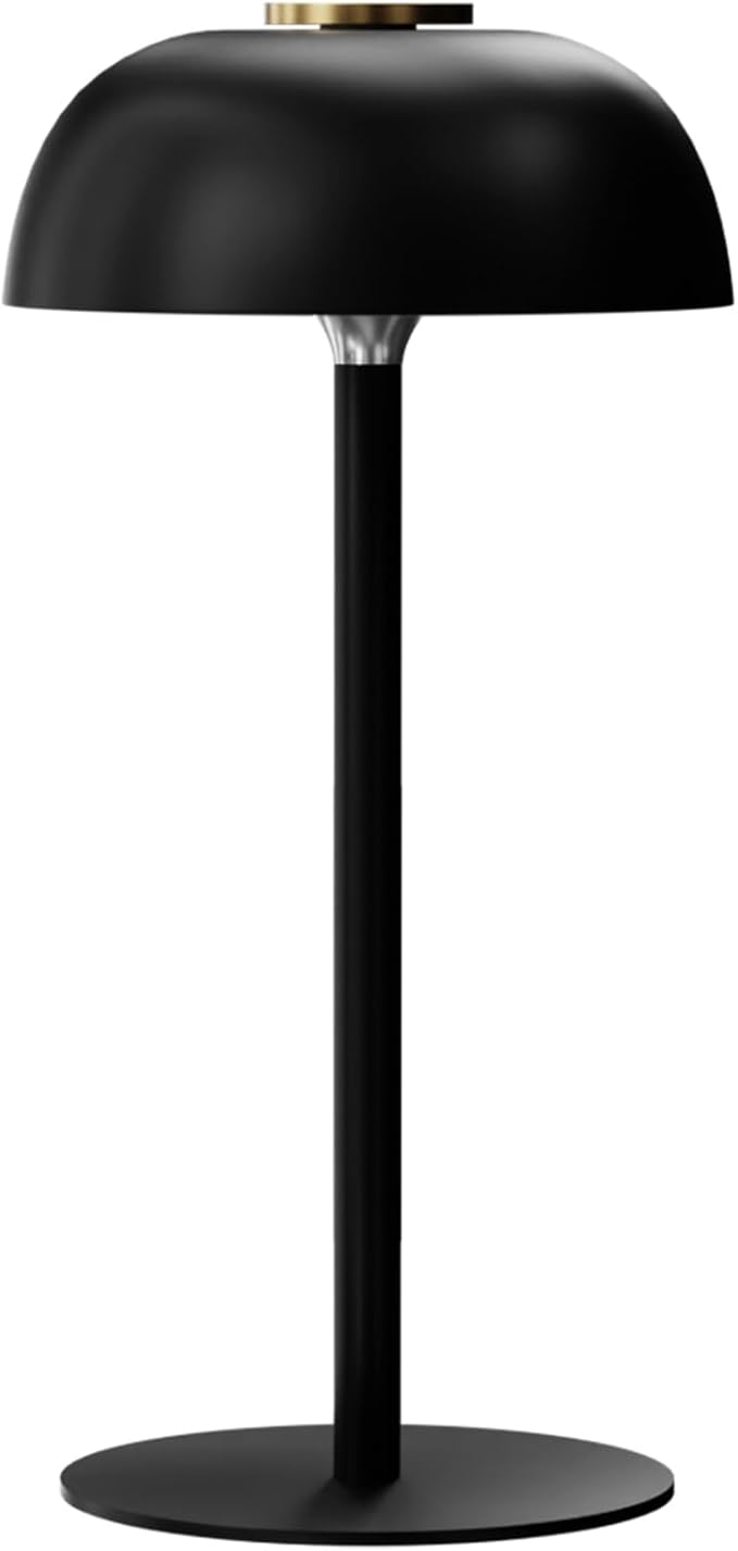 Portable 12-Inch Cordless LED Table Lamp, Rechargeable 3-Color Dimmable Light, Bedside Lamp for Bedroom, Desk, Outdoor, Dining Room, and Camping (Black)