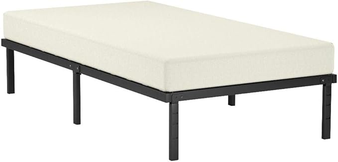 Amazon Basics Sturdy Heavy-Duty Non-Slip Platform Bed Frame Twin Size Storage, Steel Slat Support, Noise Free, Easy Assembly, 14 Inch Black