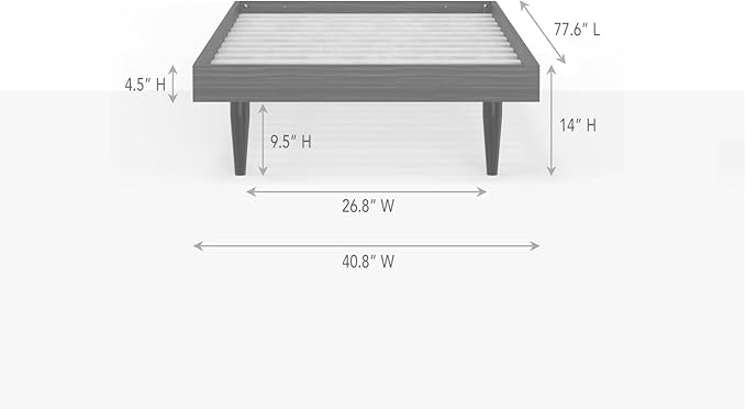 HavenWood Modern Solid Wood Platform Bed Base with Inset Wood Legs – No Box Spring Needed,Fast Assembly – Twin Size in White (No Headboard)