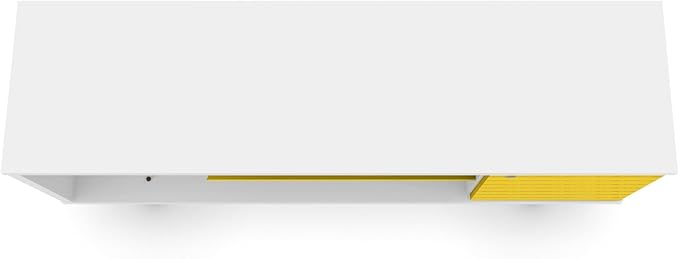 Manhattan Comfort Liberty Mid Century Modern TV Stand for Televisions up to 50 Inches, Bedroom and Living Room Entertainment Center with Storage, Shelves, and Cabinet, 53" Wide, White/Yellow