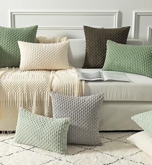 Kevin Textile Pack of 2 Corduroy Decorative Throw Pillow Covers 22x22 Inch Spring Soft Boho Striped Pillow Covers Modern Farmhouse Home Decor for Spring Sofa Living Room Couch Bed Sage Green