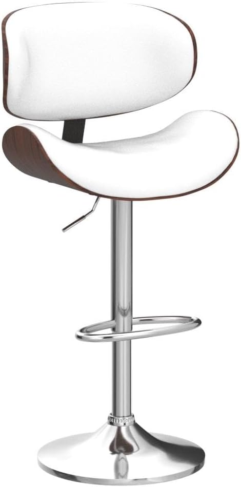 Bar Stools Set of 4, Modern Pu Leather Swivel Adjustable Bar Stool Counter Height Stool Set, Bar Chair with Back and Footrest for Kitchen, Dining Room, White