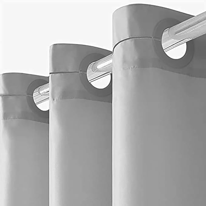 Furlinic No Hook Extra Long Shower Curtain 84 Length,Polyester Fabric Bathroom Curtains with 10 Plastic Split Grommets,Modern Hotel Style Waterproof Dark Grey Shower Curtains,Washable 72x84 Inch
