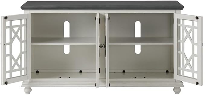 Martin Svensson Home Elegant TV Stand, 63" W x 35" H, White with Grey Top