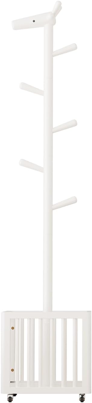 Coat tree freestanding heavy duty，Wooden coat rack freestanding for Entrance, Bedroom, Living room(White)