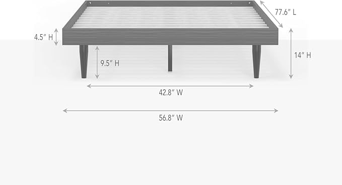 HavenWood Modern Solid Wood Platform Bed Base with Inset Wood Legs– No Box Spring Needed,Fast Assembly – Full Size in Walnut (No Headboard)