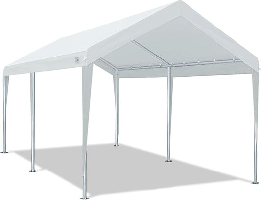 ADVANCE OUTDOOR 10x20 ft Heavy Duty Carport Potable Car Canopy Garage Party Tent Boat Shelter, Adjustable Height, with Leg Cloth, White