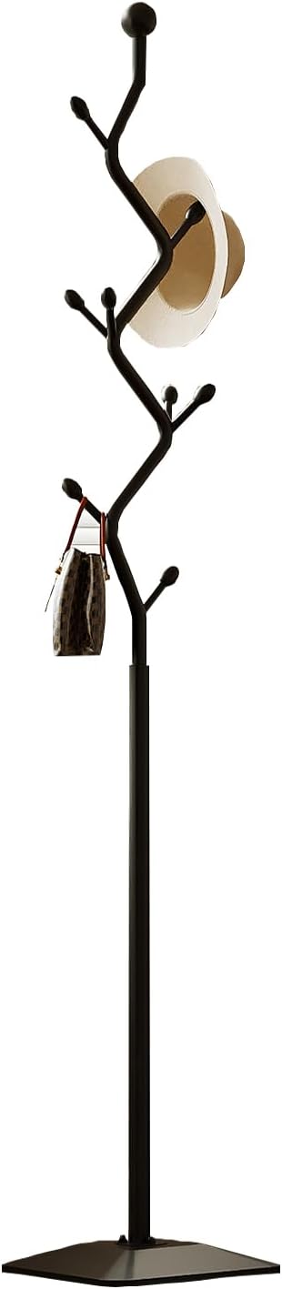 Tree-shaped coat rack,Coat Tree Freestanding with 8 Hooks and Sturdy Metal Base for Coat Hats Purses,Coat Stand for Entryway,Bedroom(black)