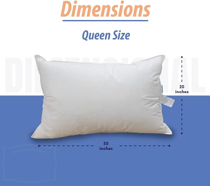 Continental Bedding Affinity Down Alternative Bed Pillow - Queen Size - 100% Soft Cotton Pillow - Pack of 1 - Polyester Pillow for Sleeping
