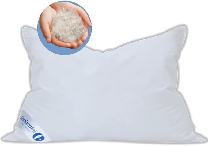 Continental Bedding Australian Wool and Down Bed Pillow Blend 40/60, Standard, White