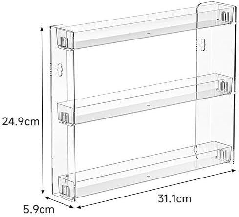 3 Layers Makeup Organizer Wall Mounted, Acrylic Invisible Floating Shelves with Anti-Slip Adhesive Backing, Sunglasses Display Rack, Nail Polish Storage, Clear (1 Pack)