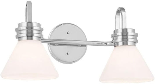 KICHLER Farum 19.25" 2-Light Vanity Light with Opal Glass in Chrome, for Vanity, Jack & Jill Layout, Over a Mirror, (19.25" W x 9.5" H), 55154CH