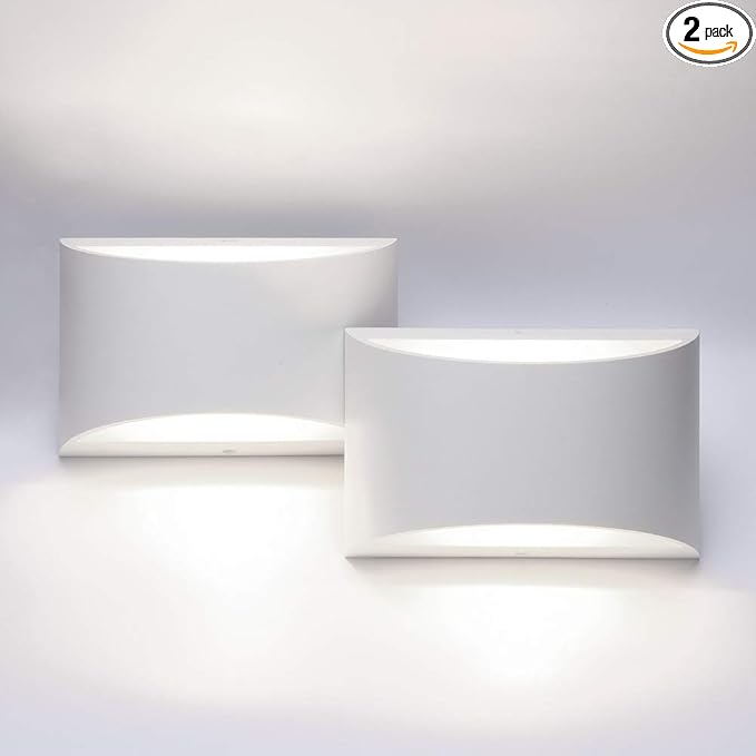 Aipsun Indoor Aluminum Modern LED Wall Sconce Hardwired Interior Wall Lights Set of 2 Up and Down Wall Mount Light for Living Room Bedroom Hallway Corridor Cool White 6000K(with G9 Bulbs)