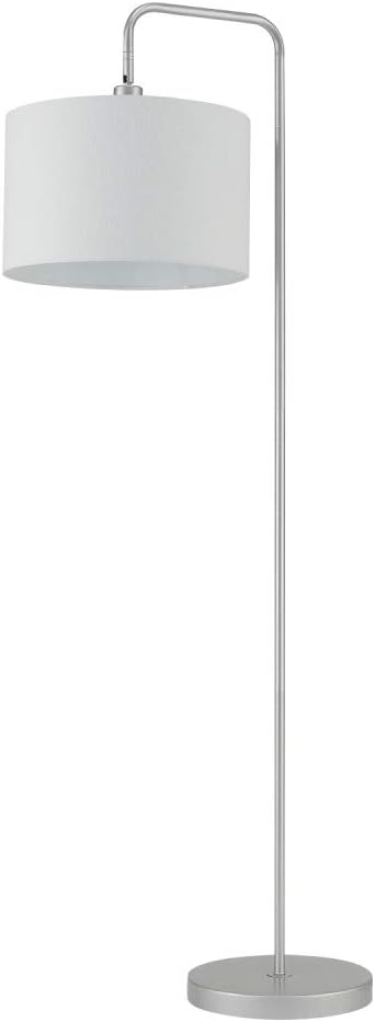 GLOBE Electric 67396 Barden 58" Floor Lamp, Silver, White Fabric Shade, On/Off Socket Rotary Switch