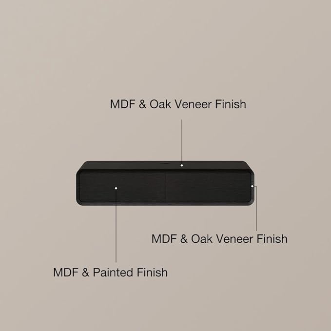 POVISON Fully-Assembled Minimalist Floating TV Stand, Modern Wall-Mounted Entertainment Center with 2 Flip-Down Cabinet Doors, Solid Wood Media Console, Black, 47.24"