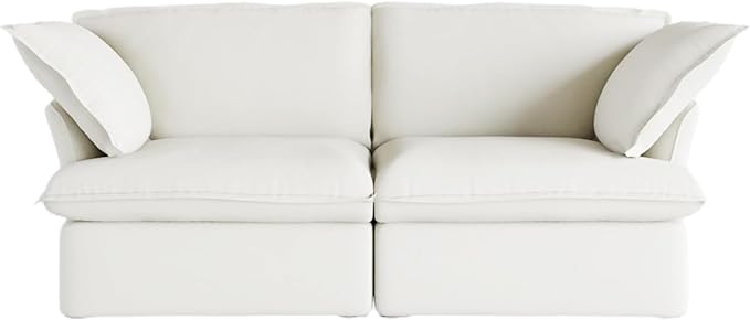 JACH 82.66" Cloud Couch for Living Room, Modular Sectional Sofa, Comfy Convertible Sectional Couches, Cushion Covers Removable, Down Filled Sofas for Living Room, Home, Apartment (Love Seat, White)