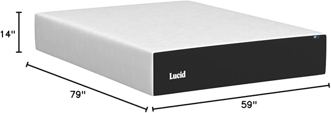 LUCID 14 Inch Memory Foam Mattress - Plush Feel - Memory Foam Infused with Bamboo Charcoal and Gel - Temperature Regulating - Pressure Relief - Breathable - Premium Support - Queen Size, White