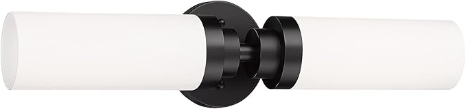 Emak 2 Light Black Vanity Lights for Bathroom, 22 Inch Bathroom Light Fixtures Modern Wall Sconces with Milk Glass Shade for Bathroom, Bedroom, Hallway, VL085-BK-ML-2