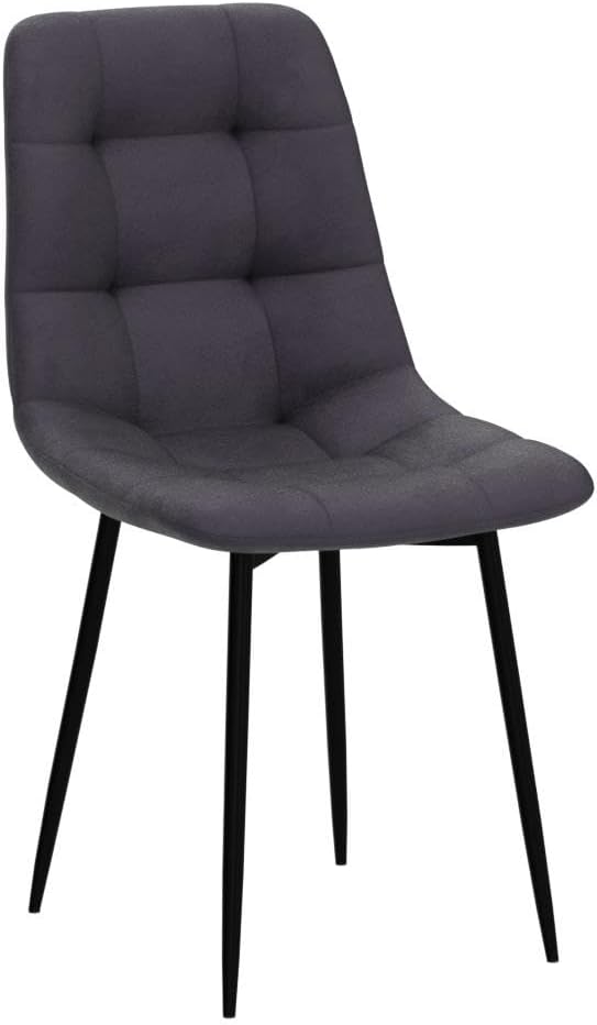 Dining Chair Set of 4,Modern Home Chair Upholstered Velvet Armless Chair,Elegant Velvet Kitchen Chair Plaid Tufted Pattern with Black Metal Legs for Vanity,Dining Room,Grey