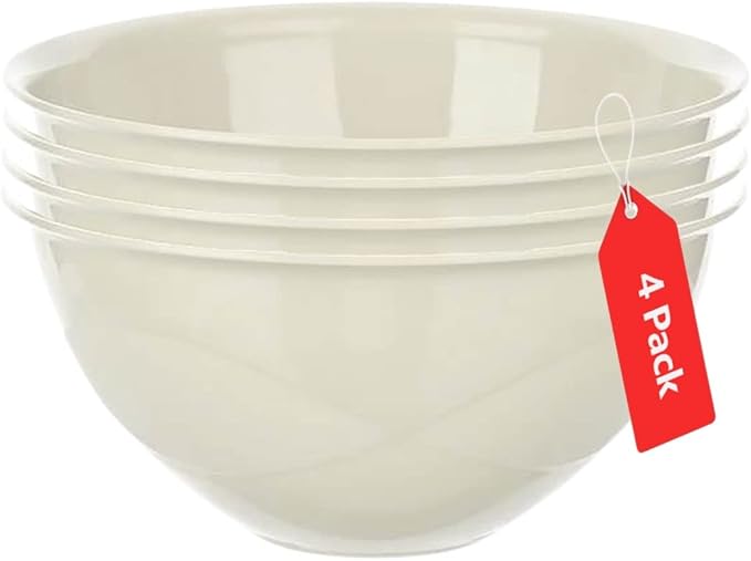 Tribello Large Mixing bowls 5-Quart 169oz - Plastic Salad/Mixing/Serving Bowl - 4 pack (Colors May Very)