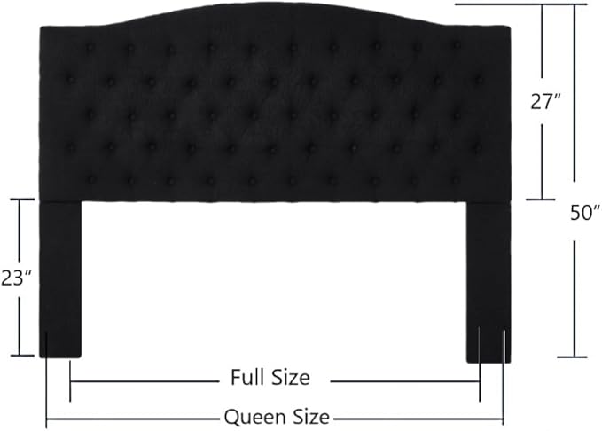 24KF Boucle Upholstered Tufted Button Queen Headboard and Comfortable Fashional Padded Queen/Full Size headboard,6025-Q-Boucle-Black