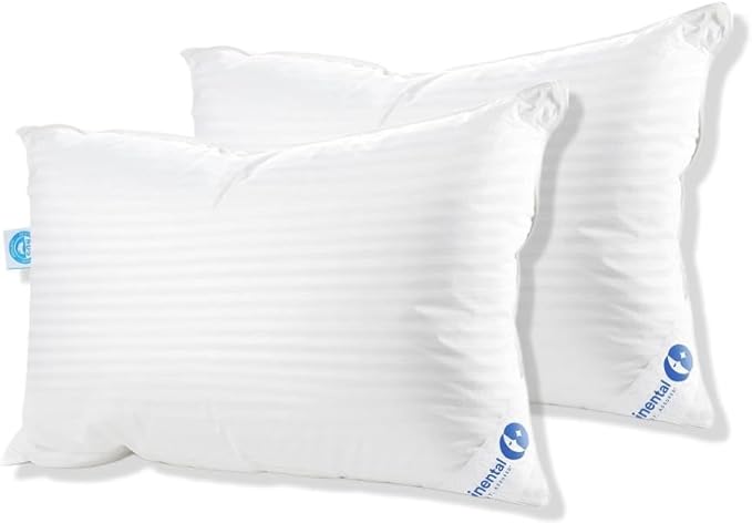 Continental Bedding | Serenity Goose Down Pillow | 700 Fill Power Hungarian White Down | 400TC Cotton Damask Shell | Made in USA | Firm, Standard (Pack of 2), 2 Count