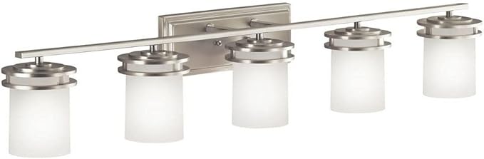 Kichler Hendrik 43" 5 Light Vanity Light with Satin Etched Cased Opal Chrome